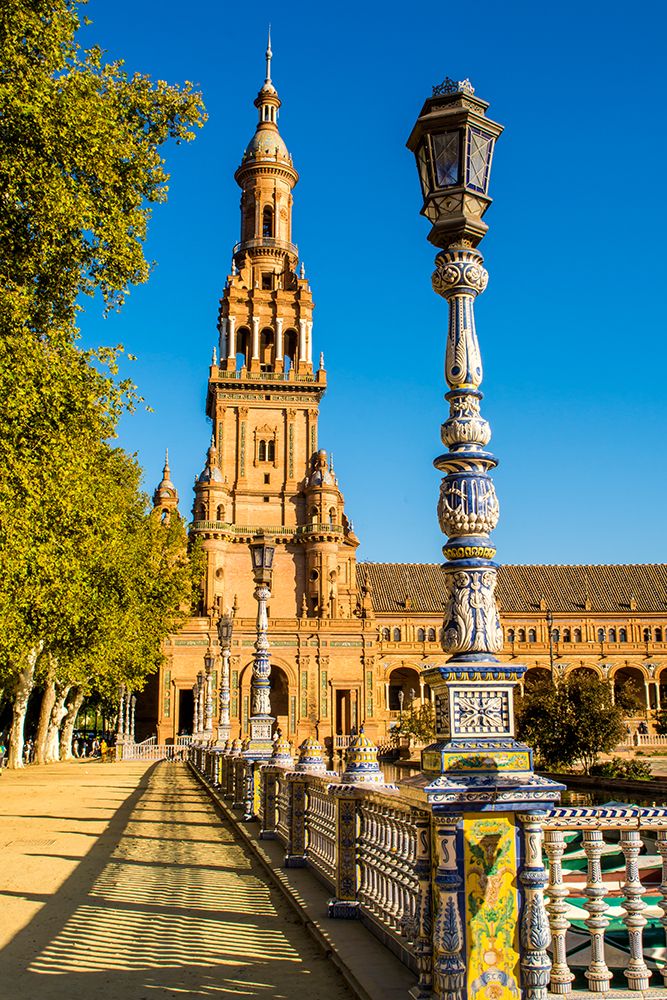 Main building in Plaza de Espana, Seville, Andalusia, Spain.